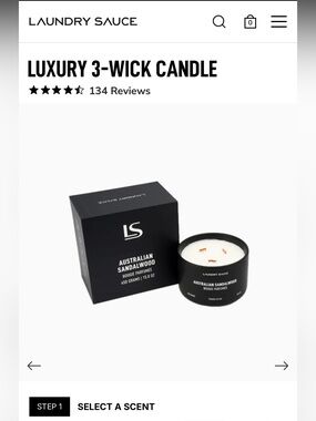 Nwt Laundry Sauce candle in Australian Sandalwood Luxury Three-Wick